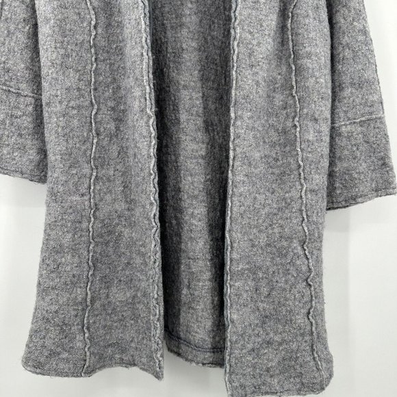 Joie Gray Hooded Wool Blend Open Front Sweater Heavy Seam Size Medium‎ - Picture 4 of 8